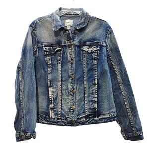 GH Bass & Co. Trucker Denim Jacket Large Cotton Stretch Blue Womens Large